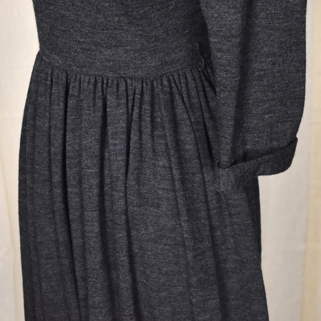 1950s Vintage Gray Knit Turtleneck Dress