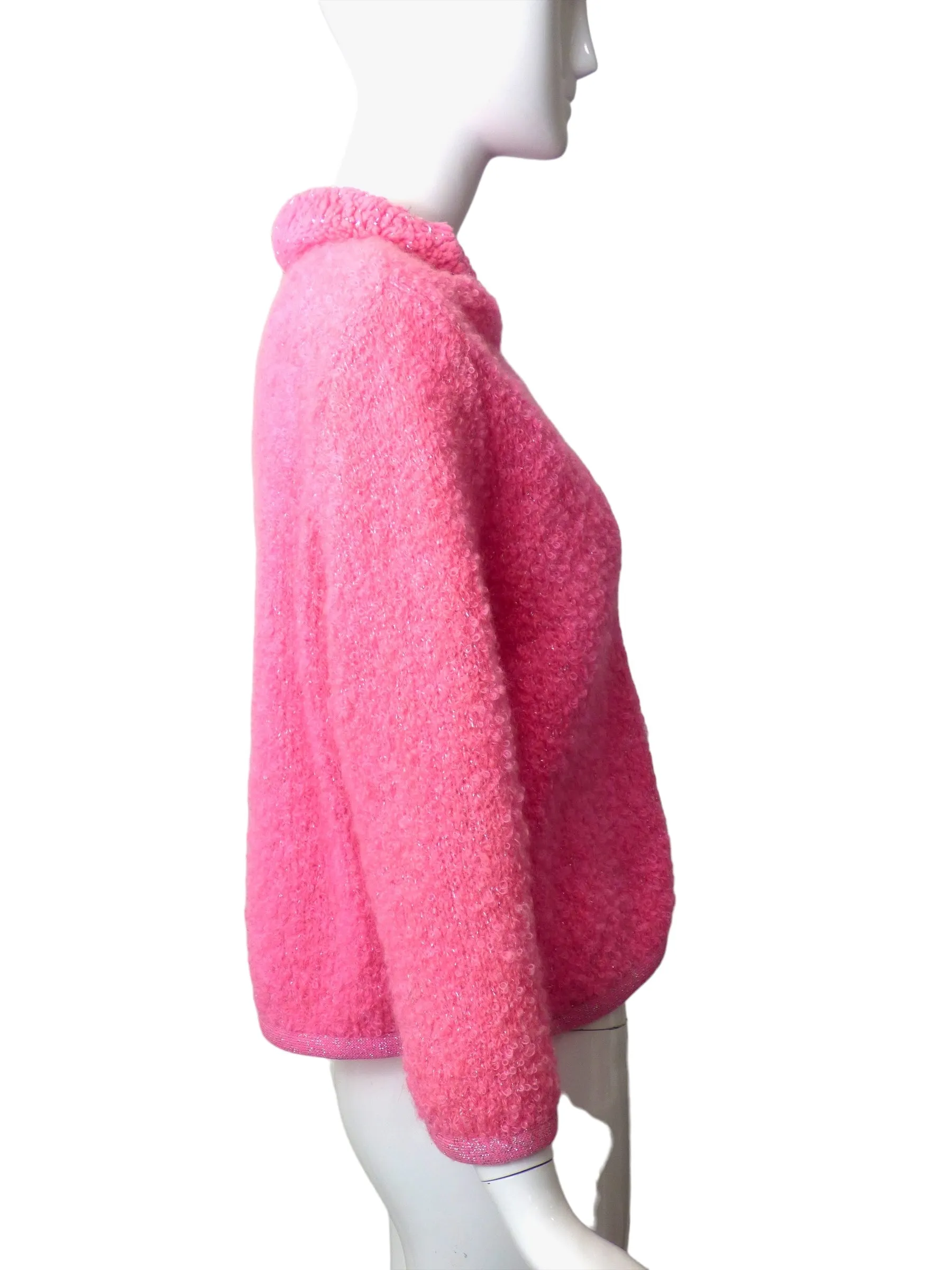 1960s Pink Lurex Cardigan, Size 8