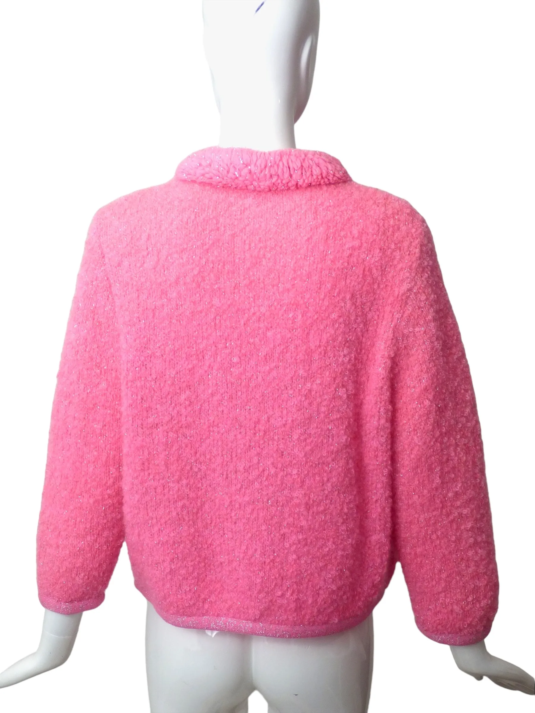 1960s Pink Lurex Cardigan, Size 8