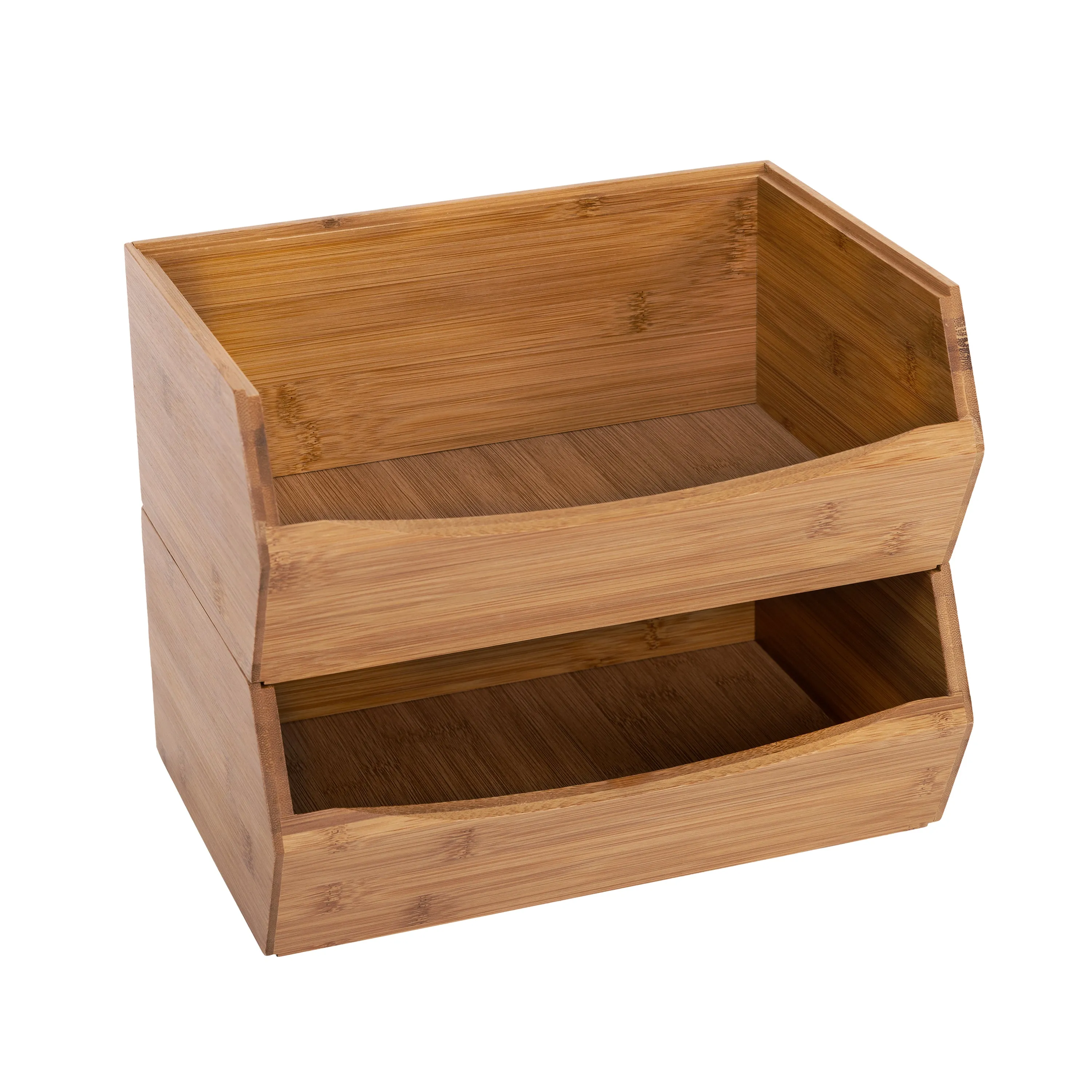 2-Piece Stackable Bamboo Bin Set