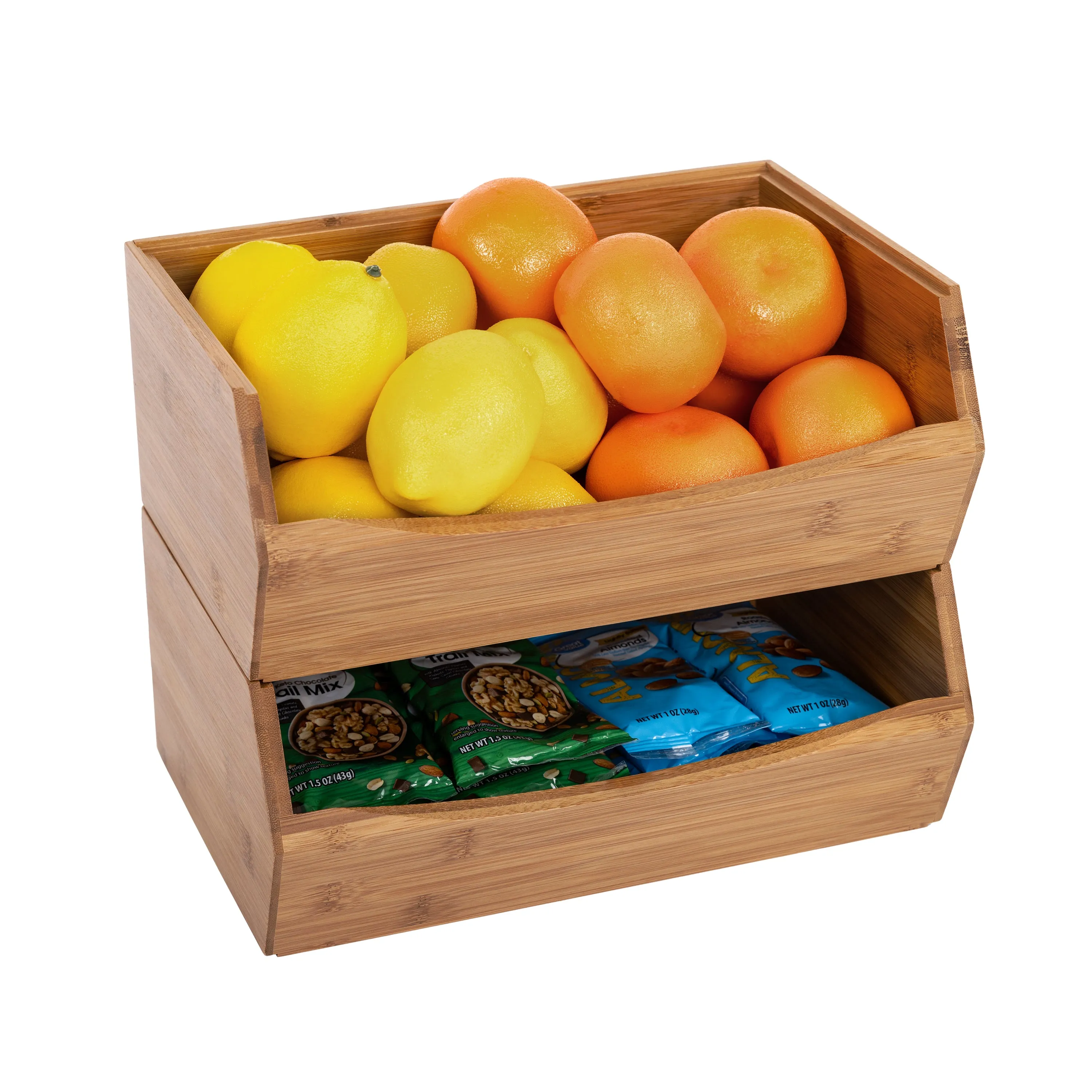 2-Piece Stackable Bamboo Bin Set