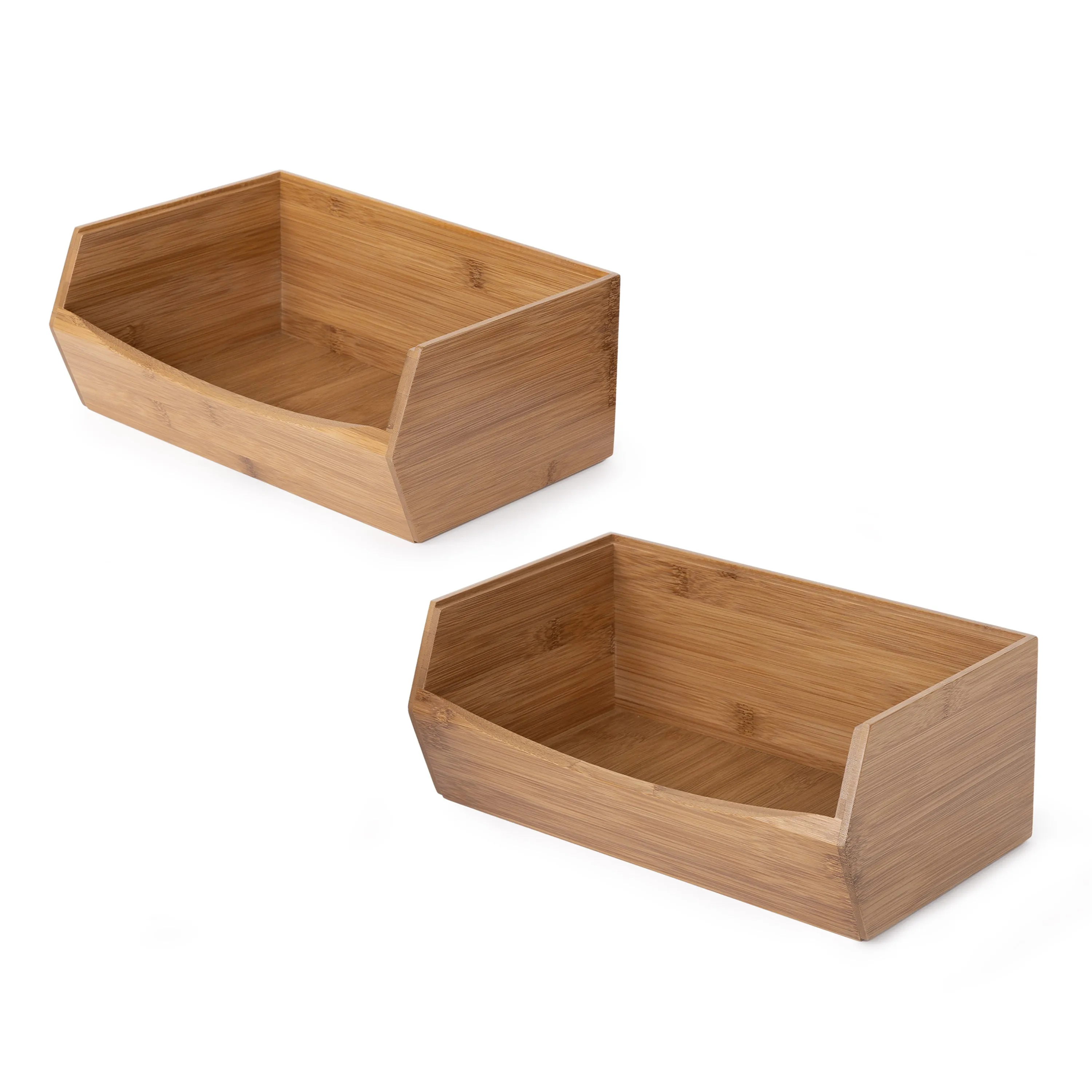 2-Piece Stackable Bamboo Bin Set