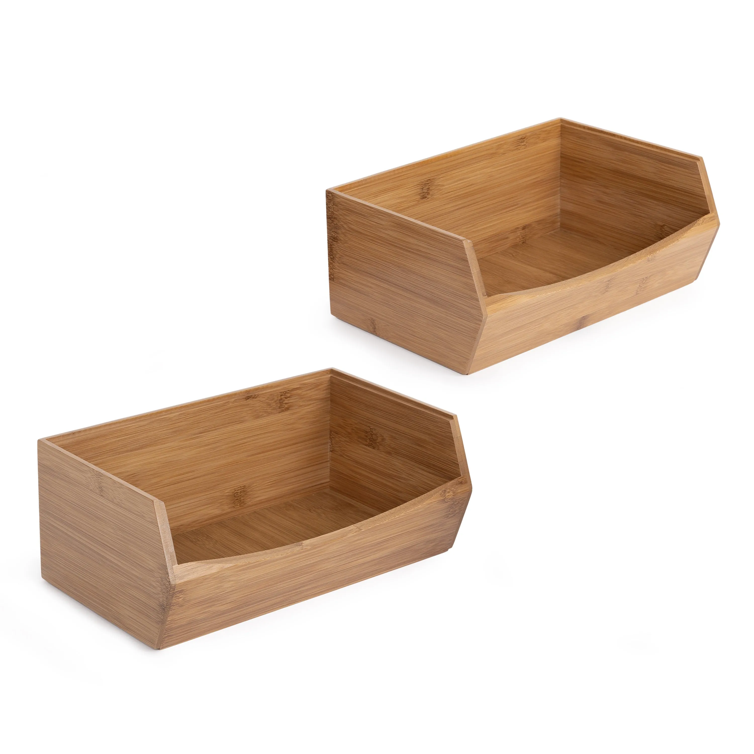 2-Piece Stackable Bamboo Bin Set