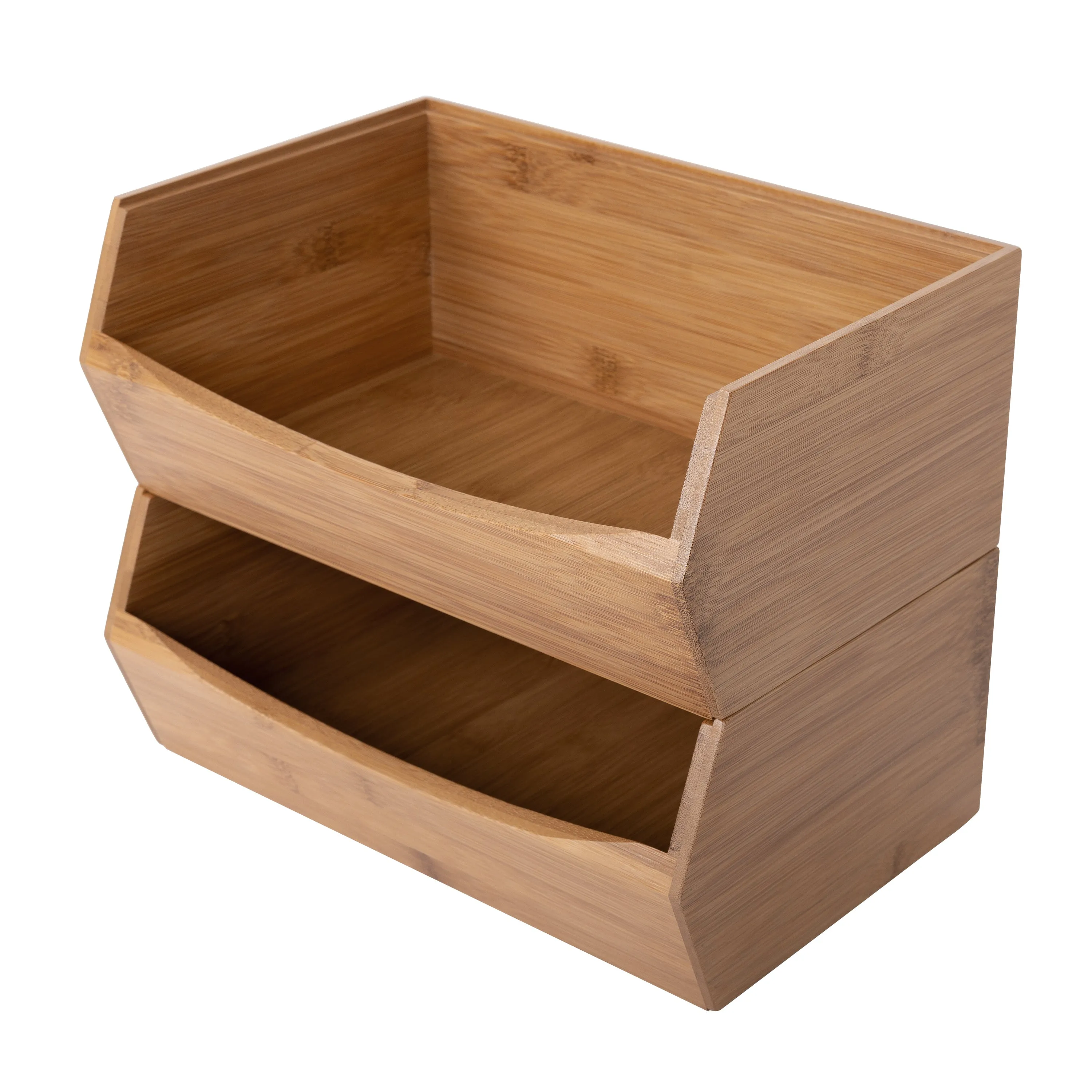 2-Piece Stackable Bamboo Bin Set