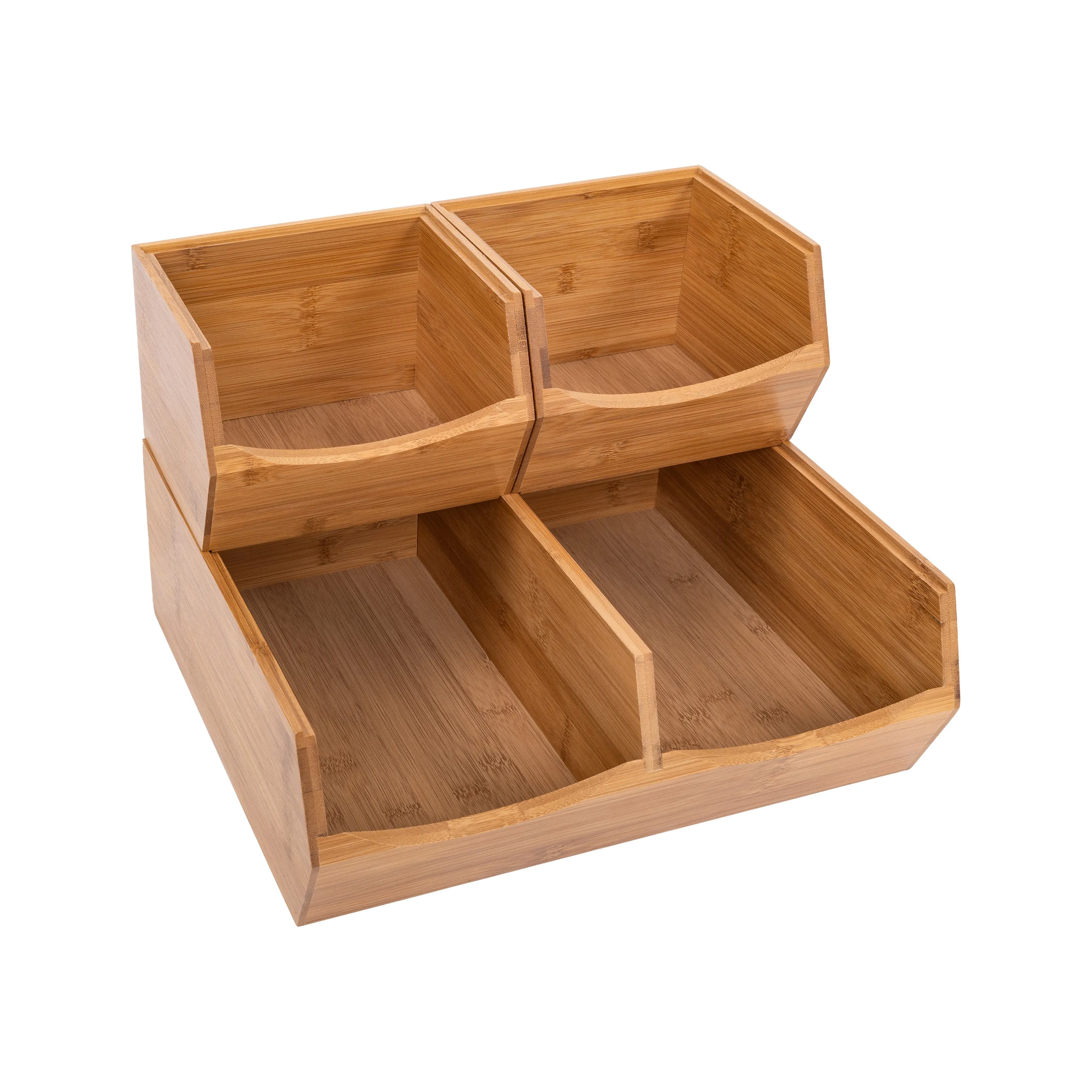 3-Piece Stackable Bamboo Bin Set