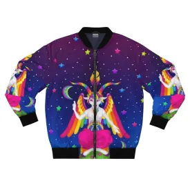 90s Neon Baphomet Bomber Jacket - Satanic Aesthetic