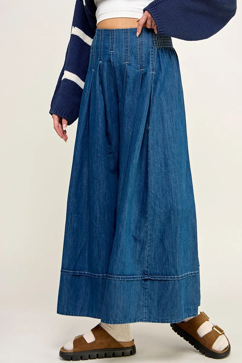 A Line Flared Denim Pants