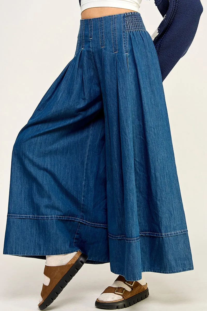 A Line Flared Denim Pants