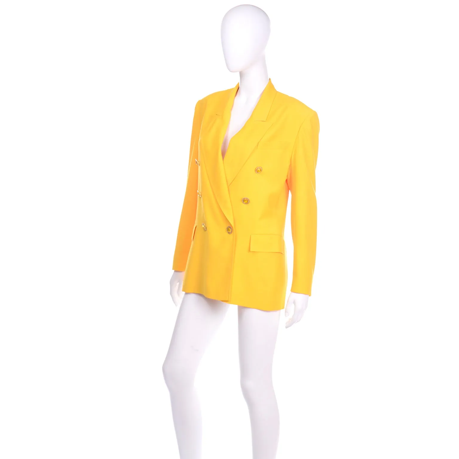 Accento Italy Yellow Wool Oversized Blazer Jacket