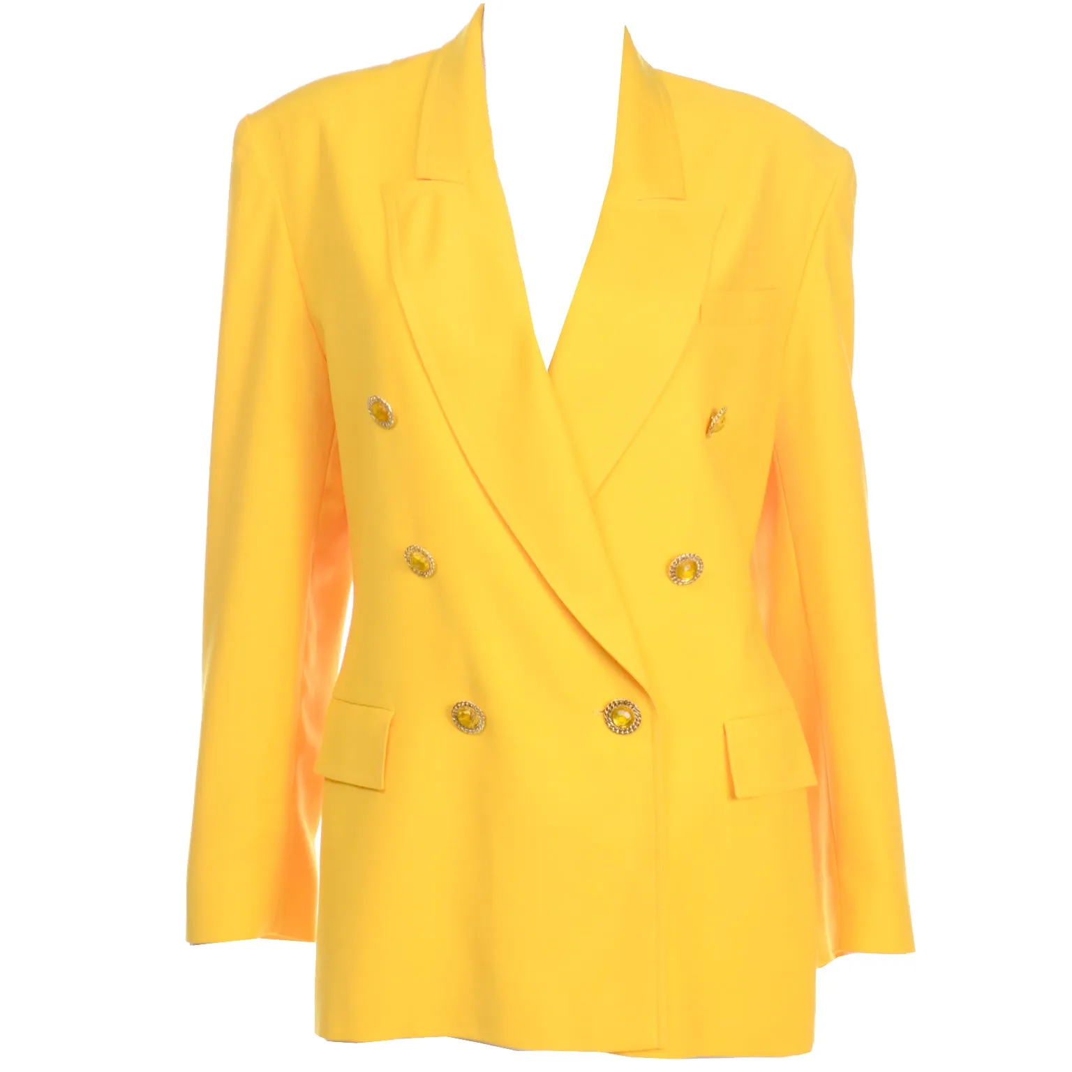 Accento Italy Yellow Wool Oversized Blazer Jacket