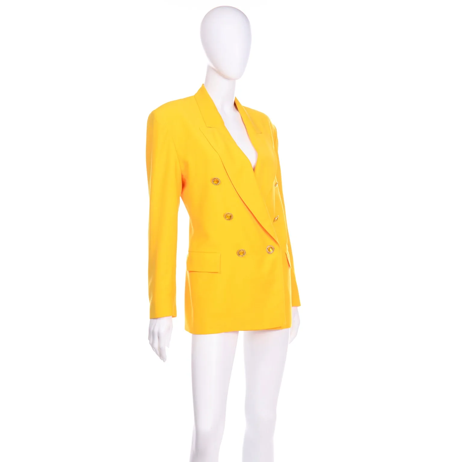 Accento Italy Yellow Wool Oversized Blazer Jacket