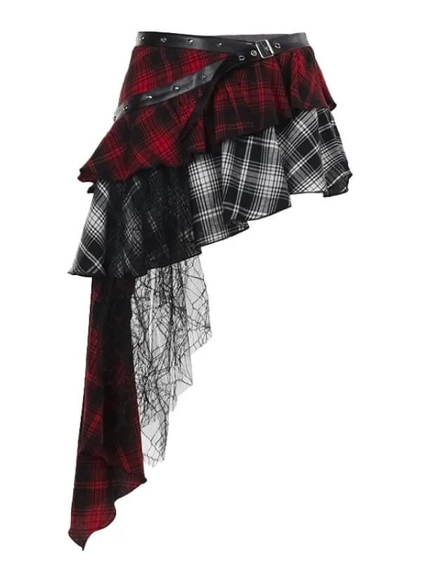 Alternative layered plaid skirt