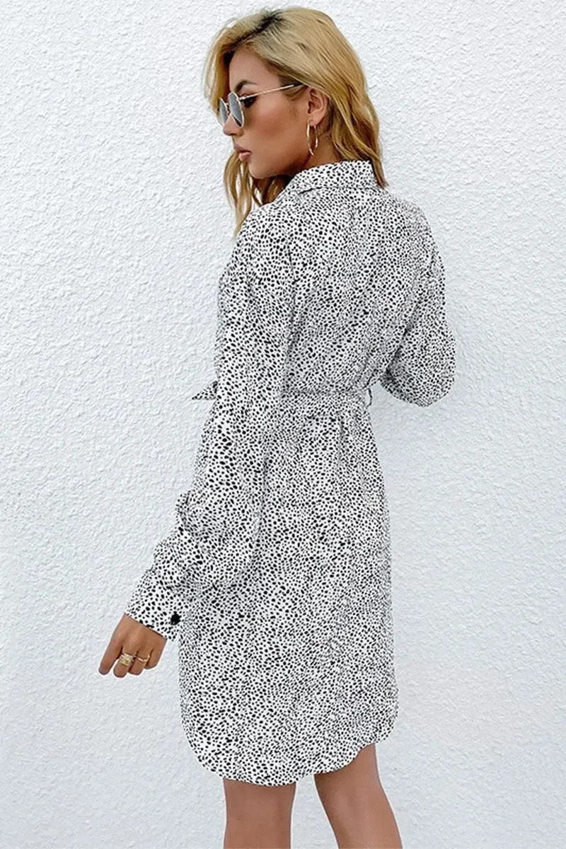 ANIMAL PATTERN BUTTON DOWN MIDI DRESS