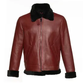 Aurelius Burgundy B3 bomber shearling jacket