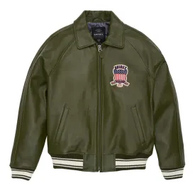 Avirex Icon Olive Bomber Leather Jacket