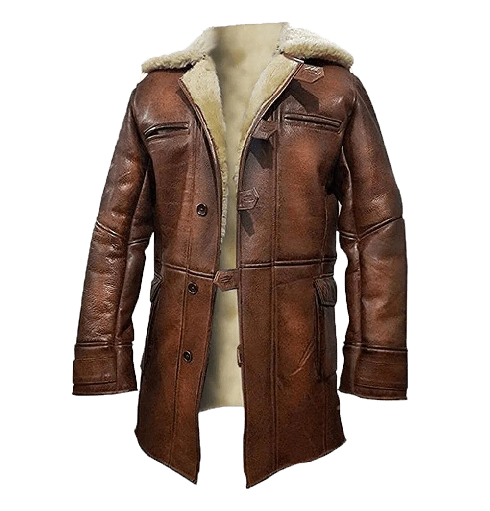 B3 Tom Hardy Real Sheepskin Fur Coat Jacket