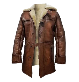 B3 Tom Hardy Real Sheepskin Fur Coat Jacket