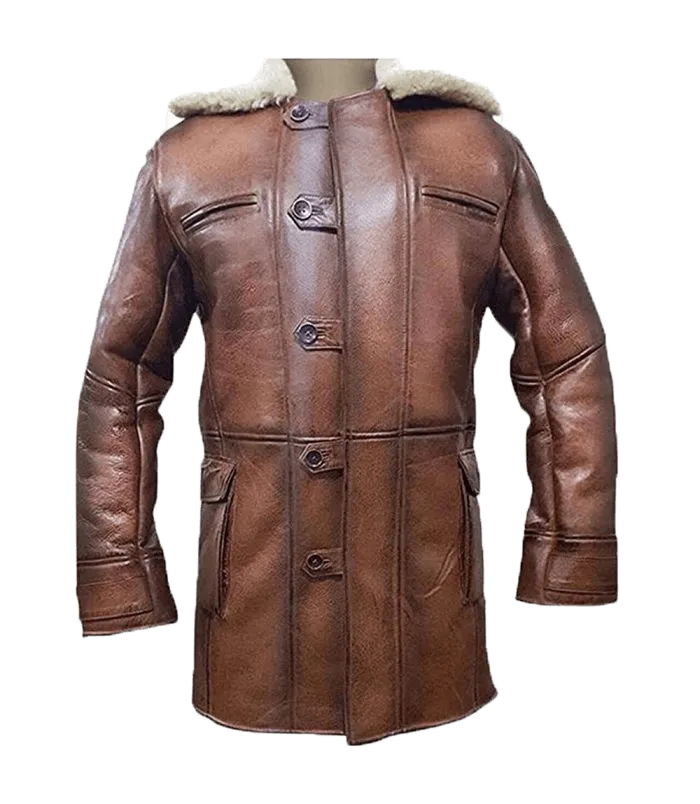 B3 Tom Hardy Real Sheepskin Fur Coat Jacket