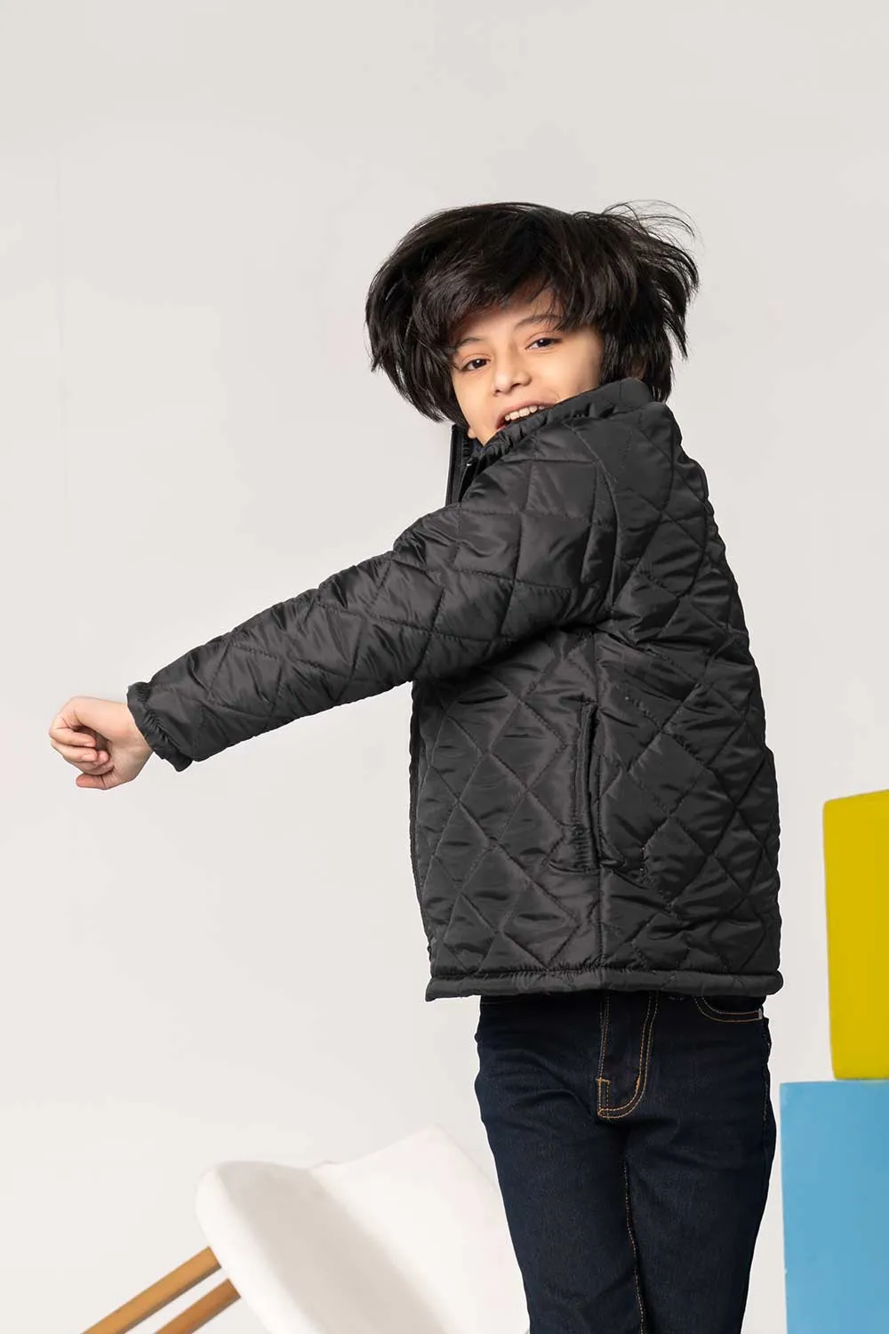 Black Quilted Jacket - Boys