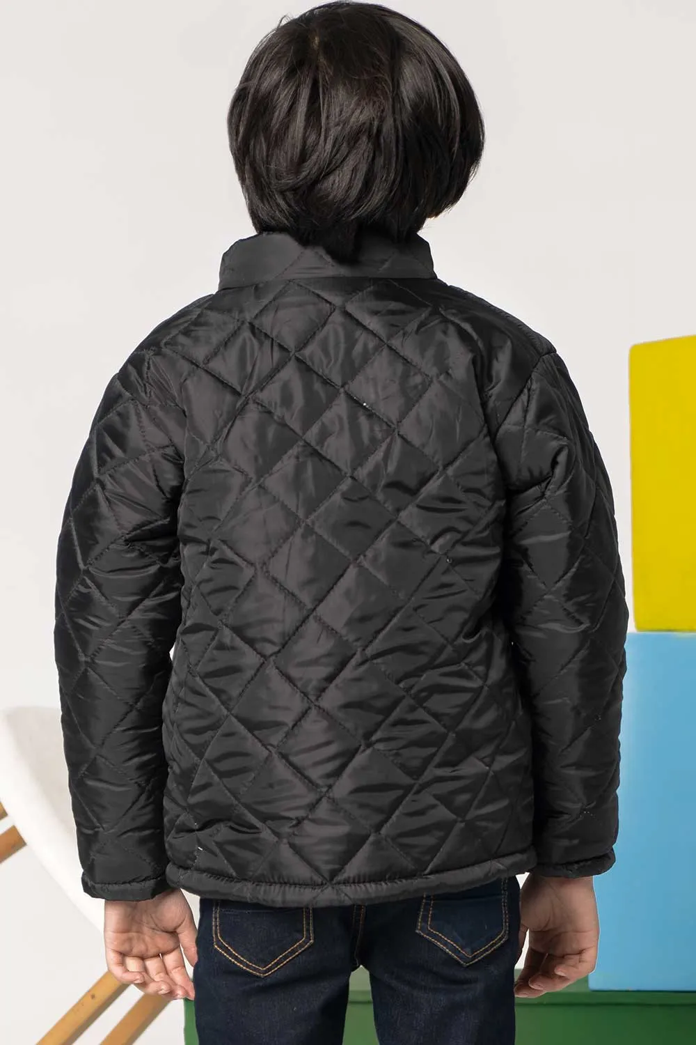 Black Quilted Jacket - Boys