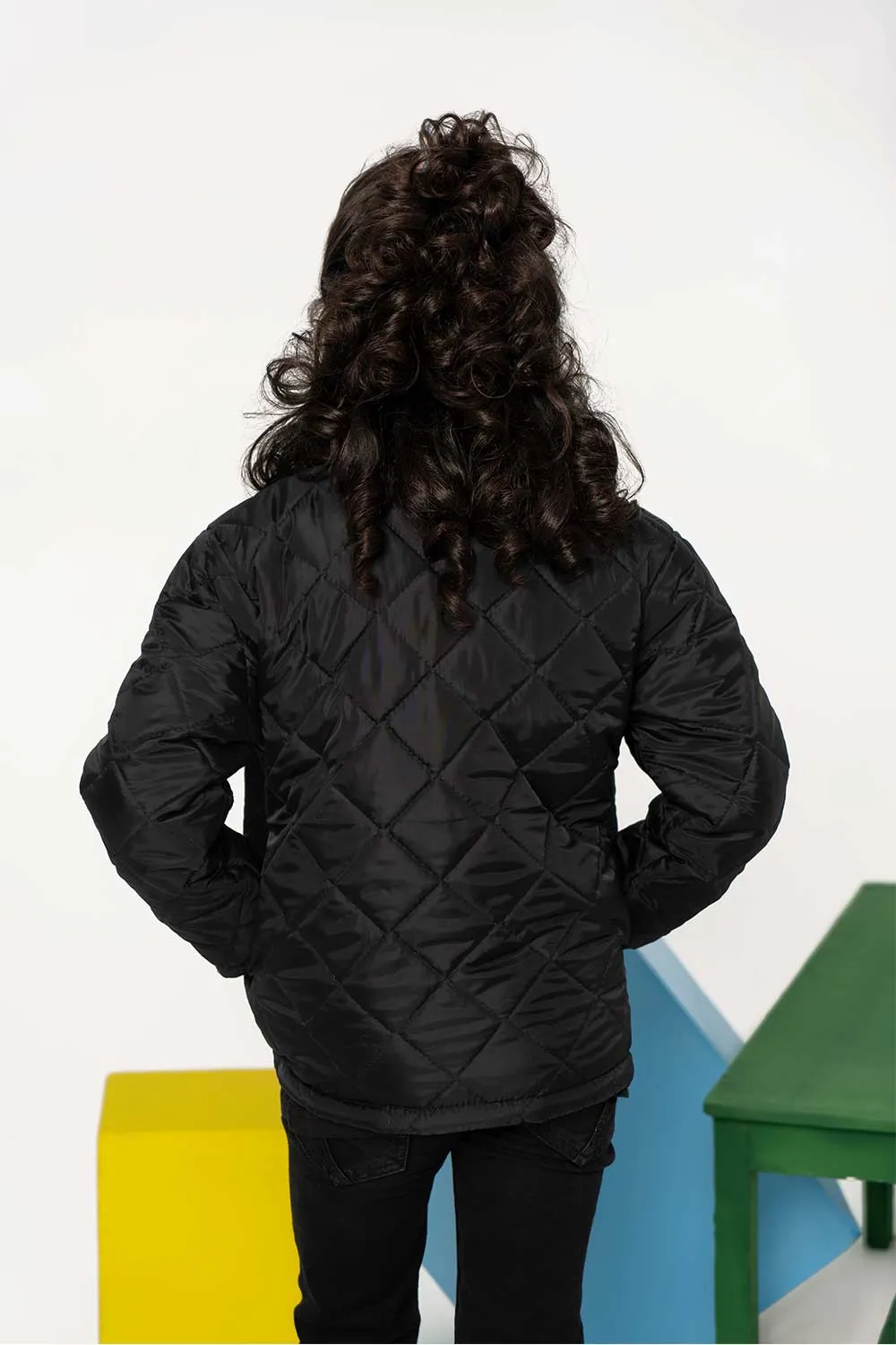 Black Quilted Jacket - Girls