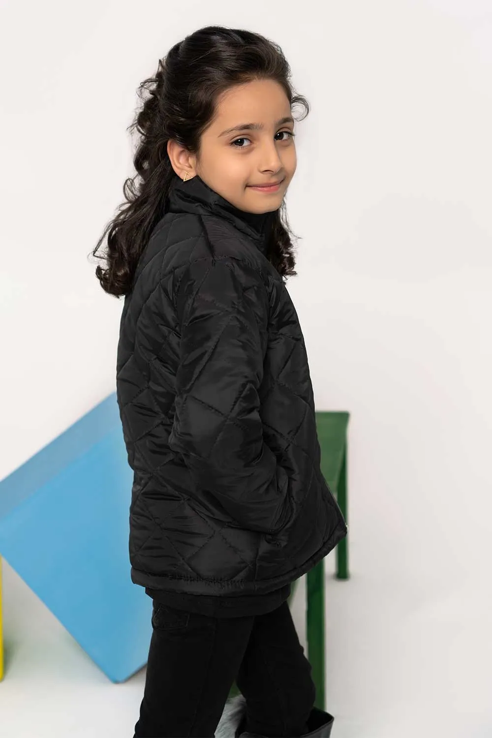 Black Quilted Jacket - Girls