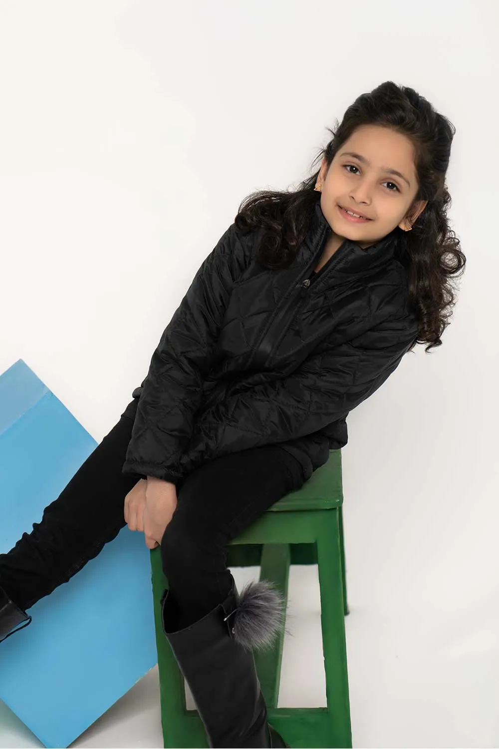 Black Quilted Jacket - Girls