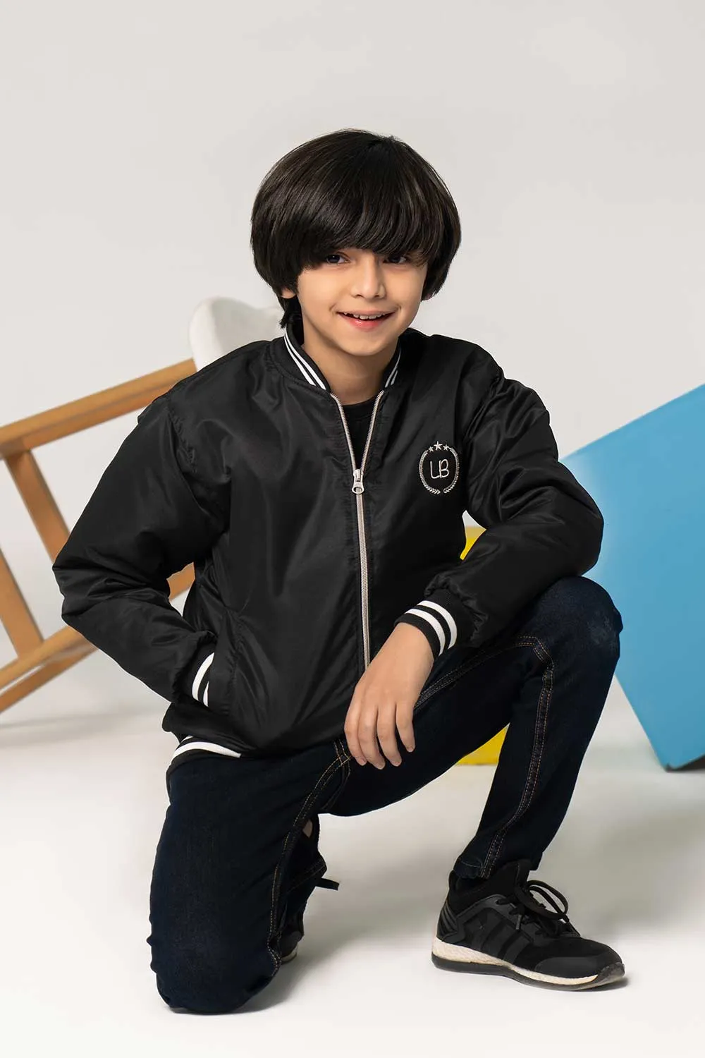 Black Tipped Bomber Jacket - Boys