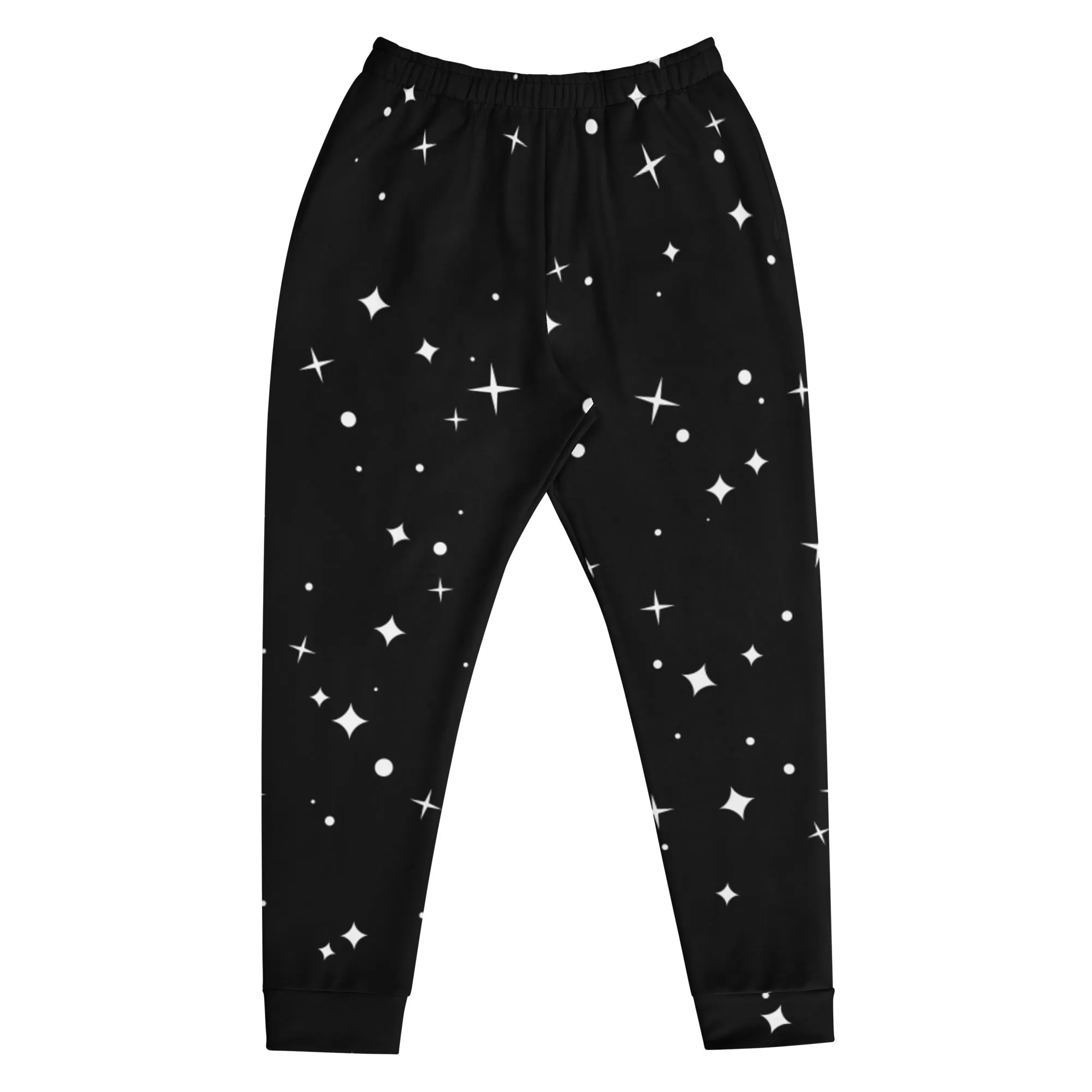 Black White Sparkles Men's Joggers, Sparkling Stars Print Abstract Casual Designer Men's Jogging Pants - Made in USA/EU/MX