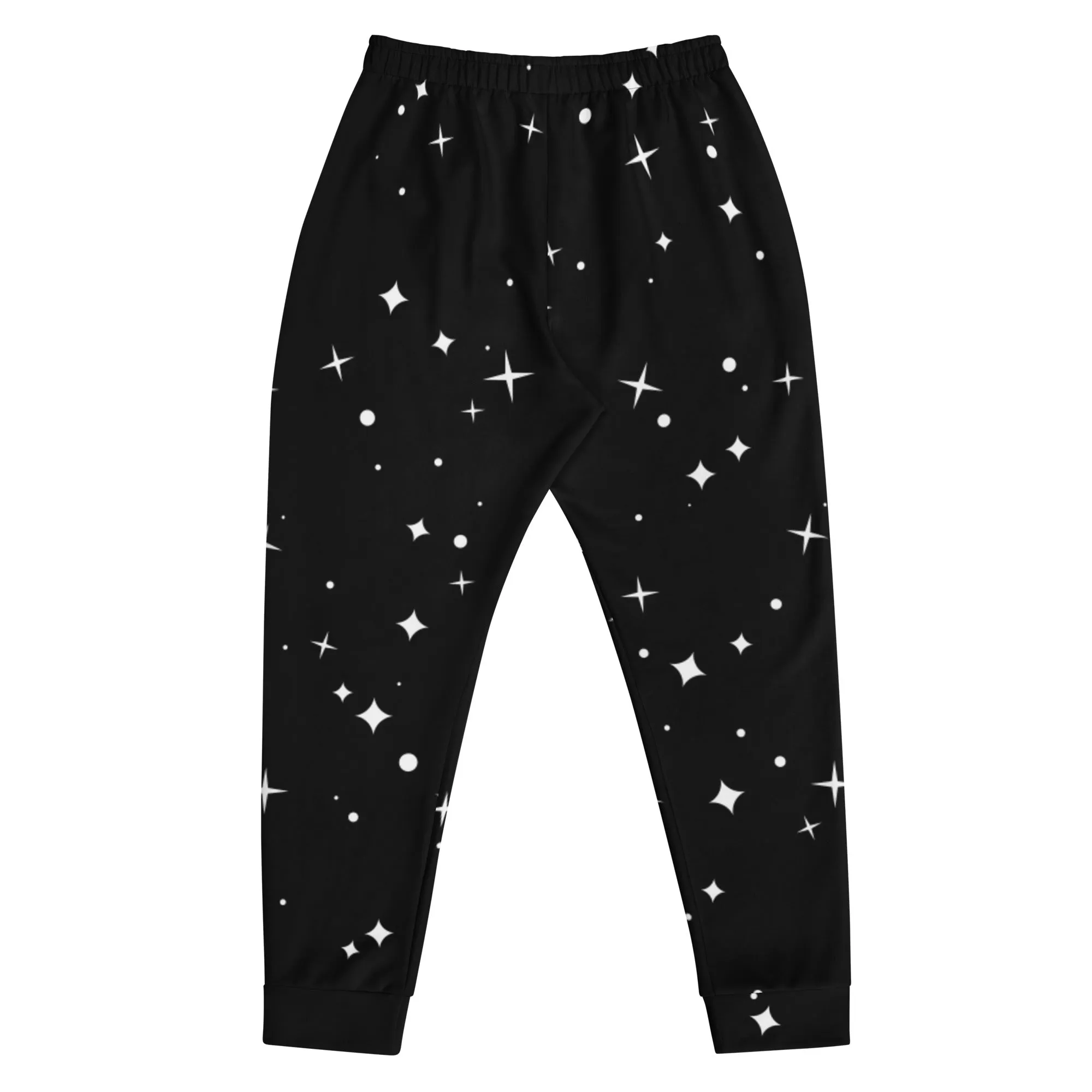 Black White Sparkles Men's Joggers, Sparkling Stars Print Abstract Casual Designer Men's Jogging Pants - Made in USA/EU/MX