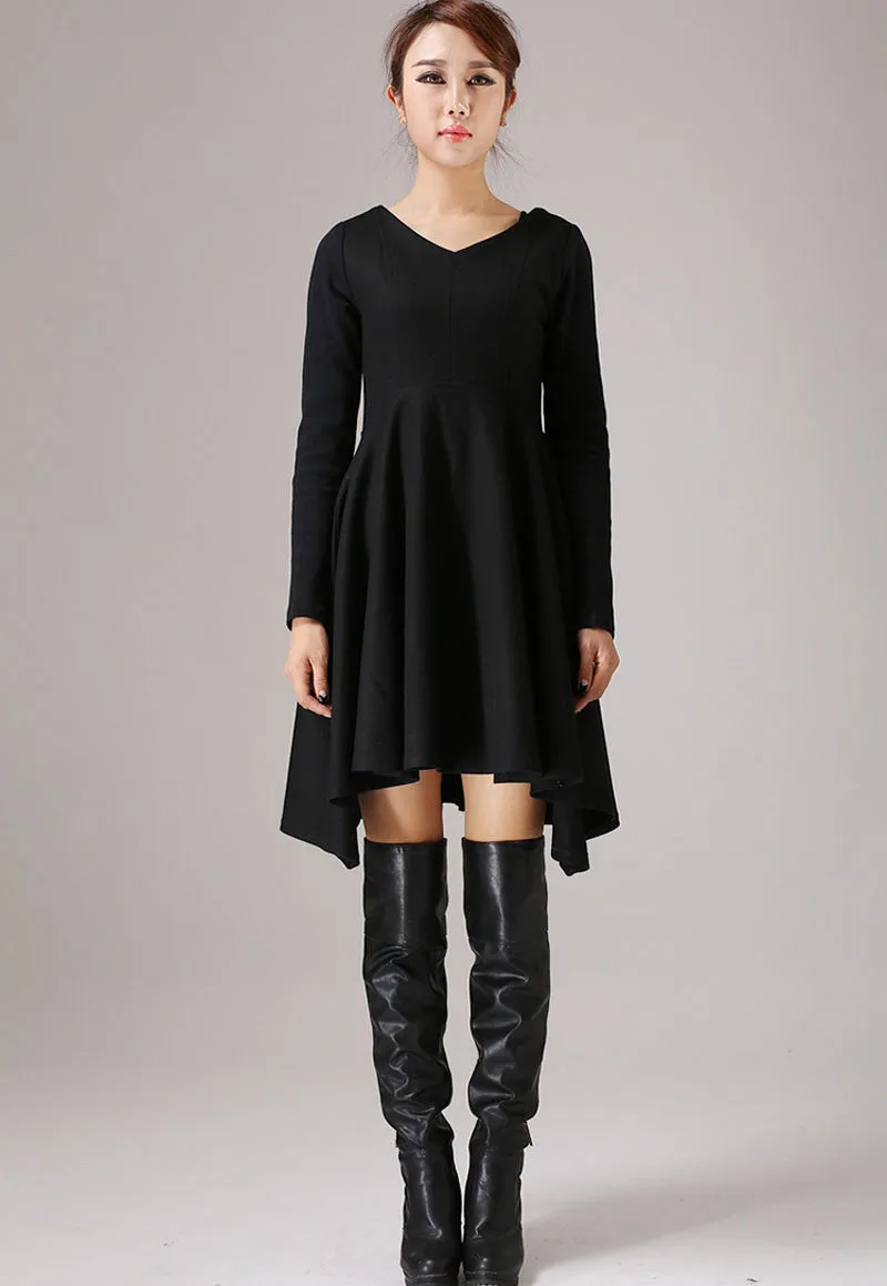 Black Women's Wool Dress 767