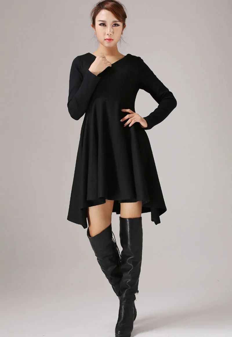 Black Women's Wool Dress 767