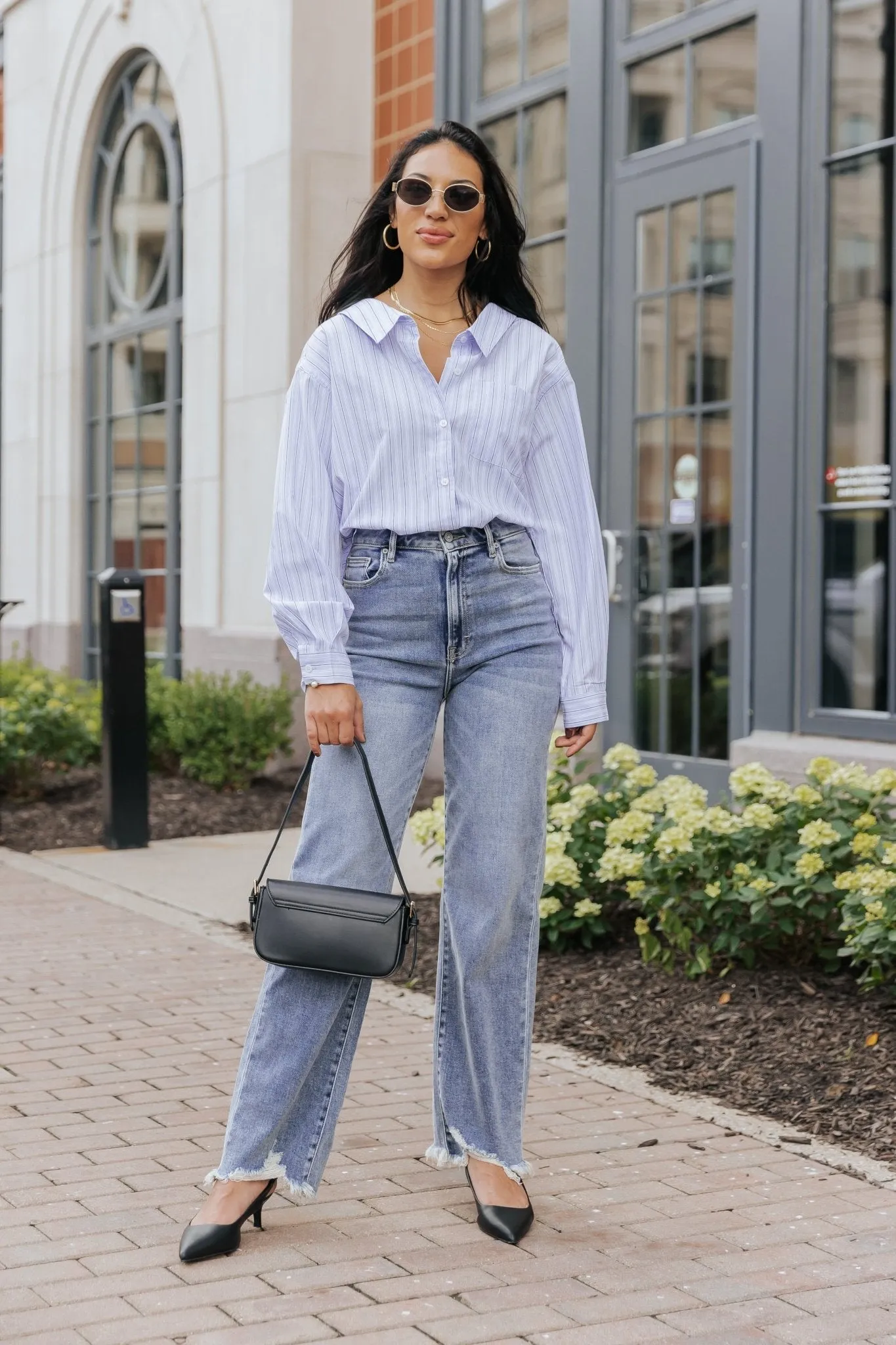 Blue and White Striped Button Down Shirt - FINAL SALE