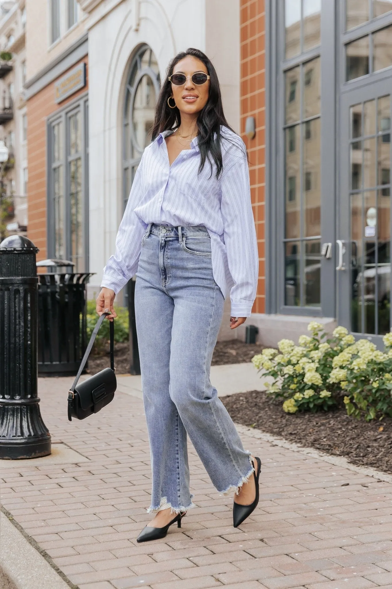 Blue and White Striped Button Down Shirt - FINAL SALE