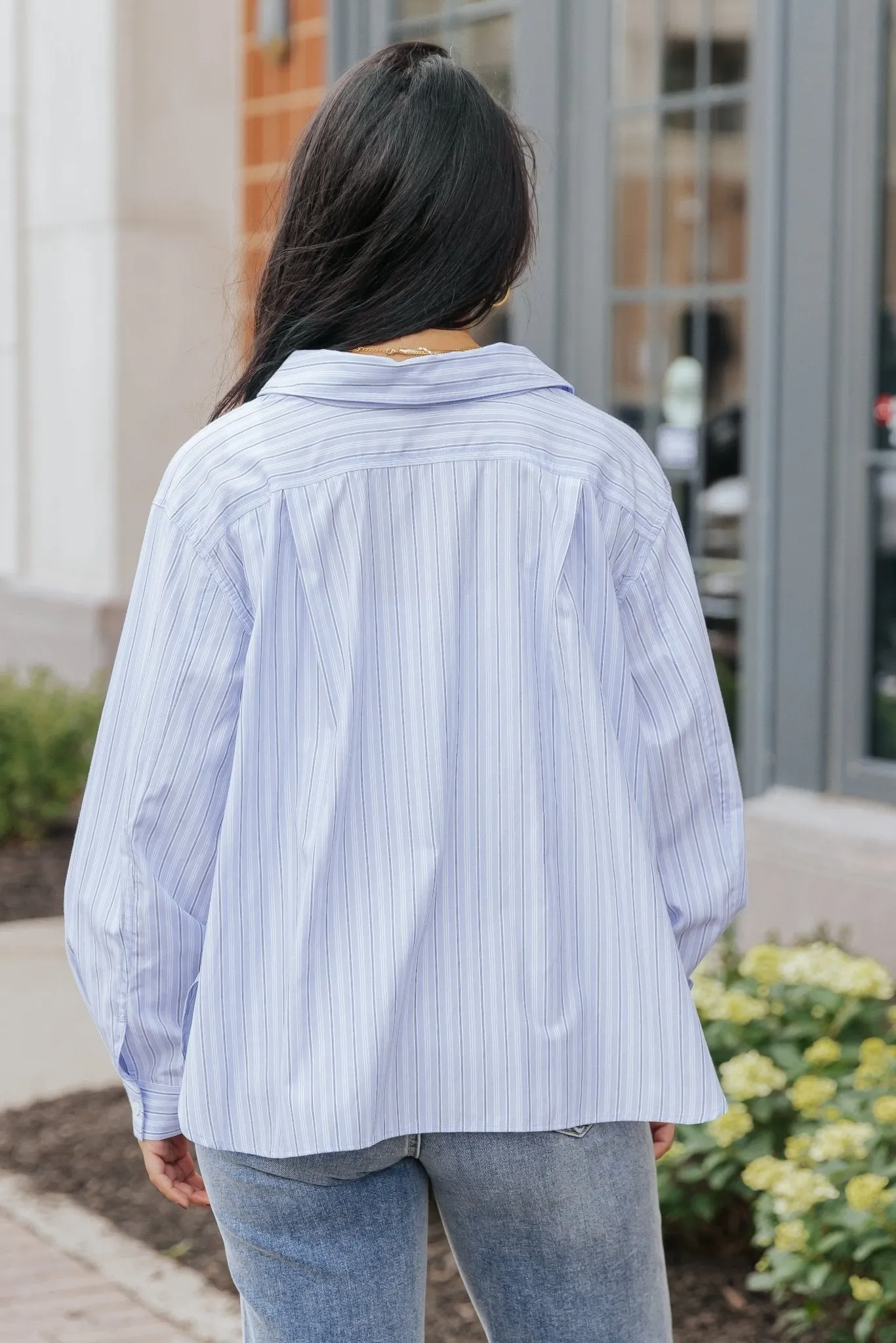 Blue and White Striped Button Down Shirt - FINAL SALE