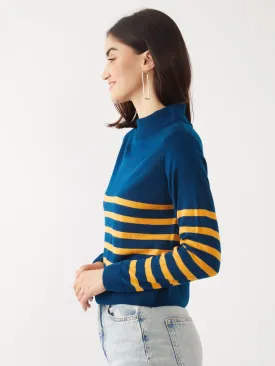 Blue Striped Crop Sweater