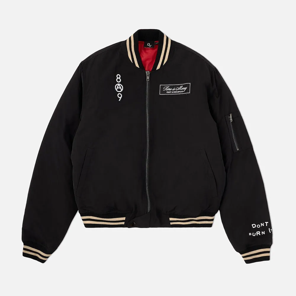 Burning Time Bomber Jacket Black