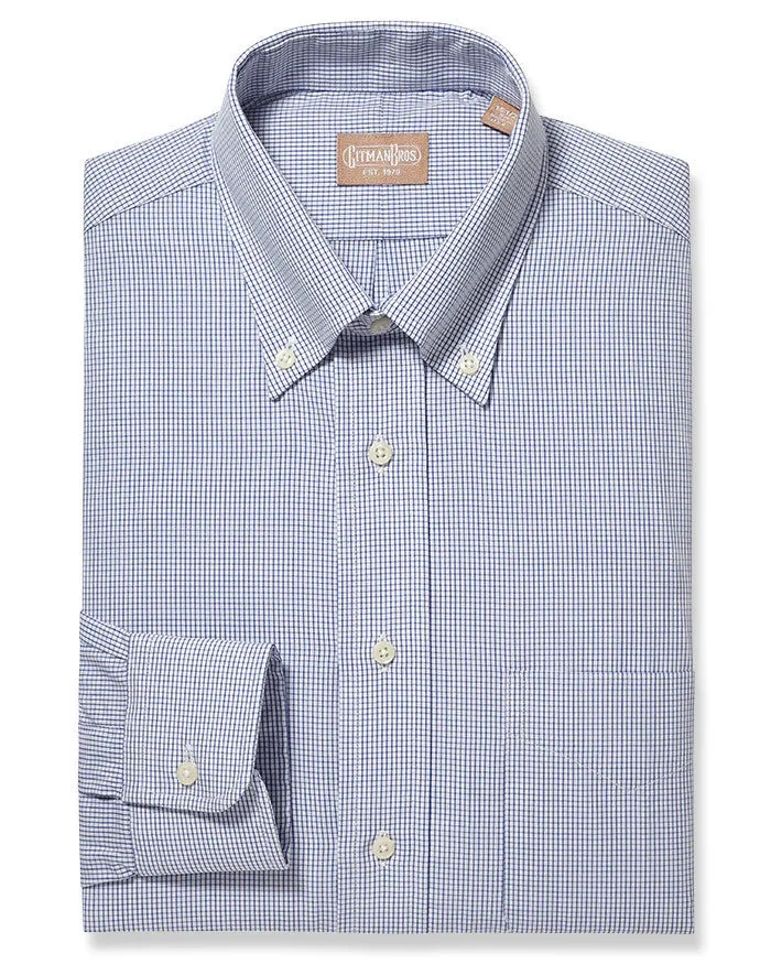 Button Down Graph Check Navy - Classic