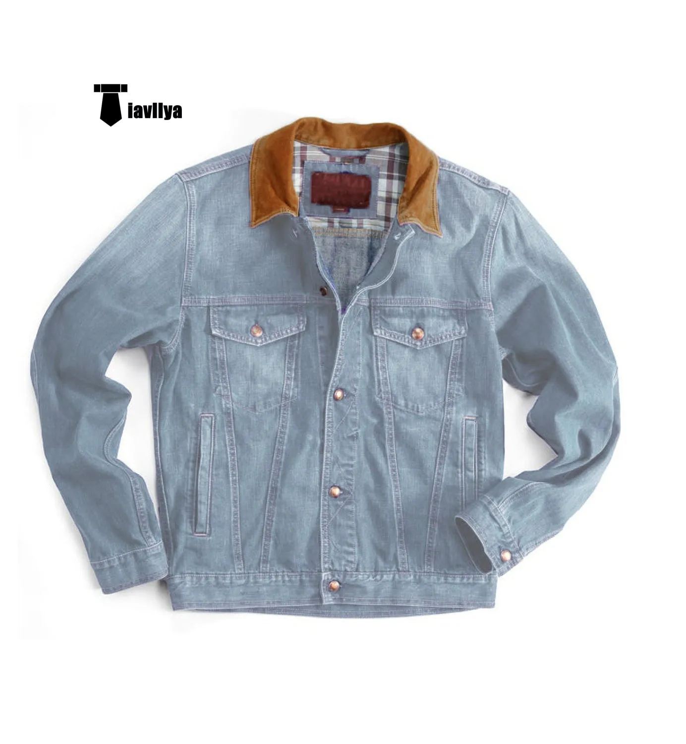 Casual Men's Lapel Blazer Classic Coat Button-Down Denim Jacket