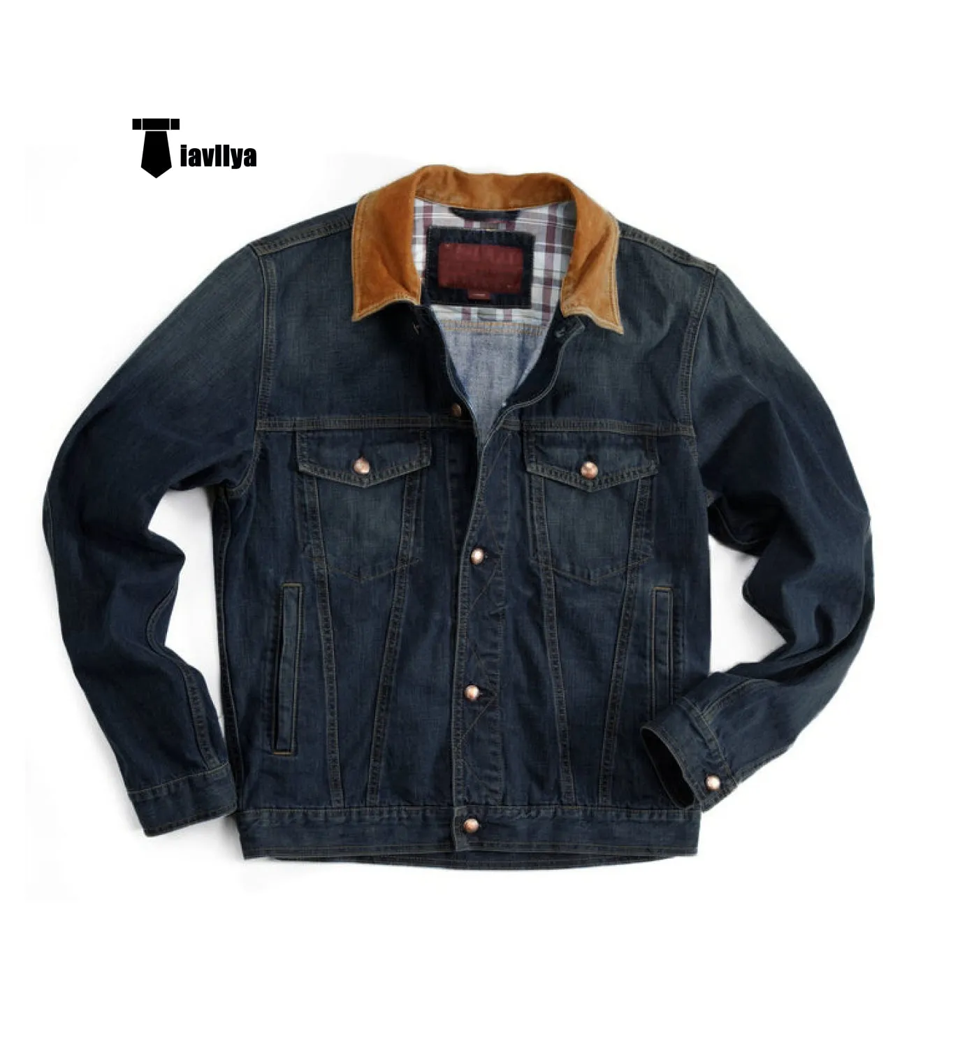 Casual Men's Lapel Blazer Classic Coat Button-Down Denim Jacket