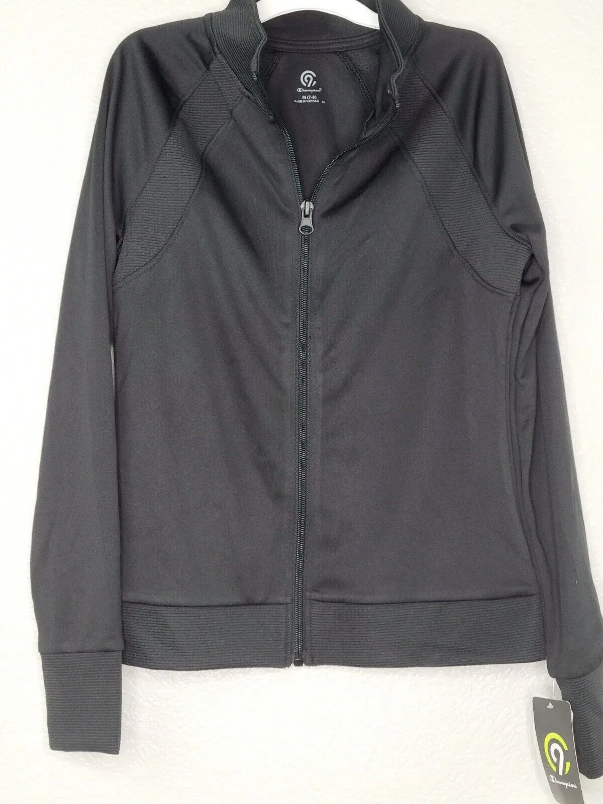 Champion C9 Duo Dry Girls Black Long Sleeve Full Zip Athletic Track Jacket