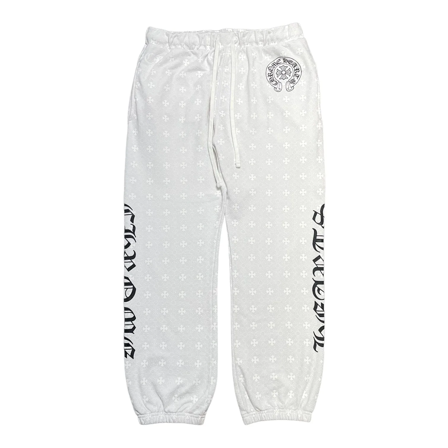 Chrome Hearts All Over Monogram Horseshoe Logo Sweatpants White Pre-Owned