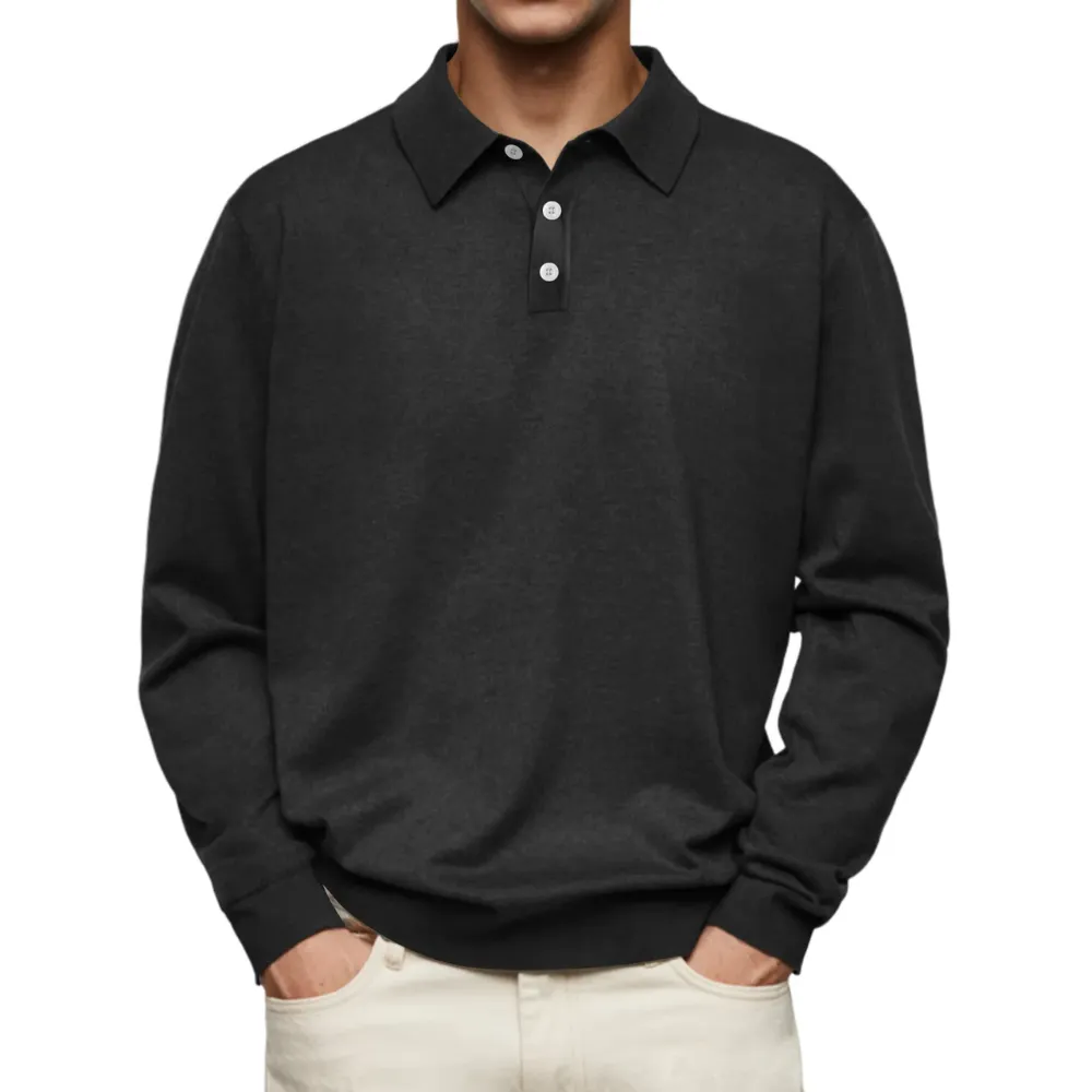 Classic Collared Pullover With Button Down Design