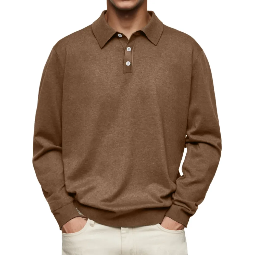 Classic Collared Pullover With Button Down Design