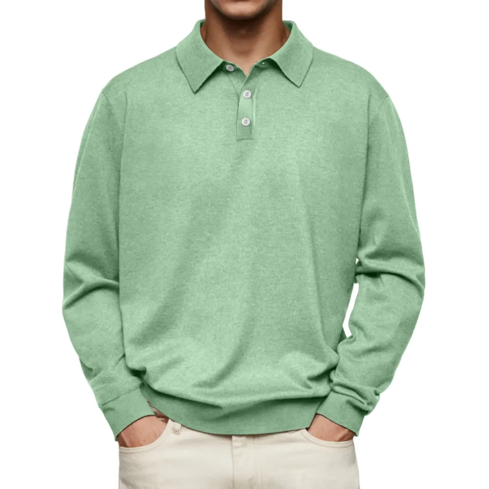 Classic Collared Pullover With Button Down Design