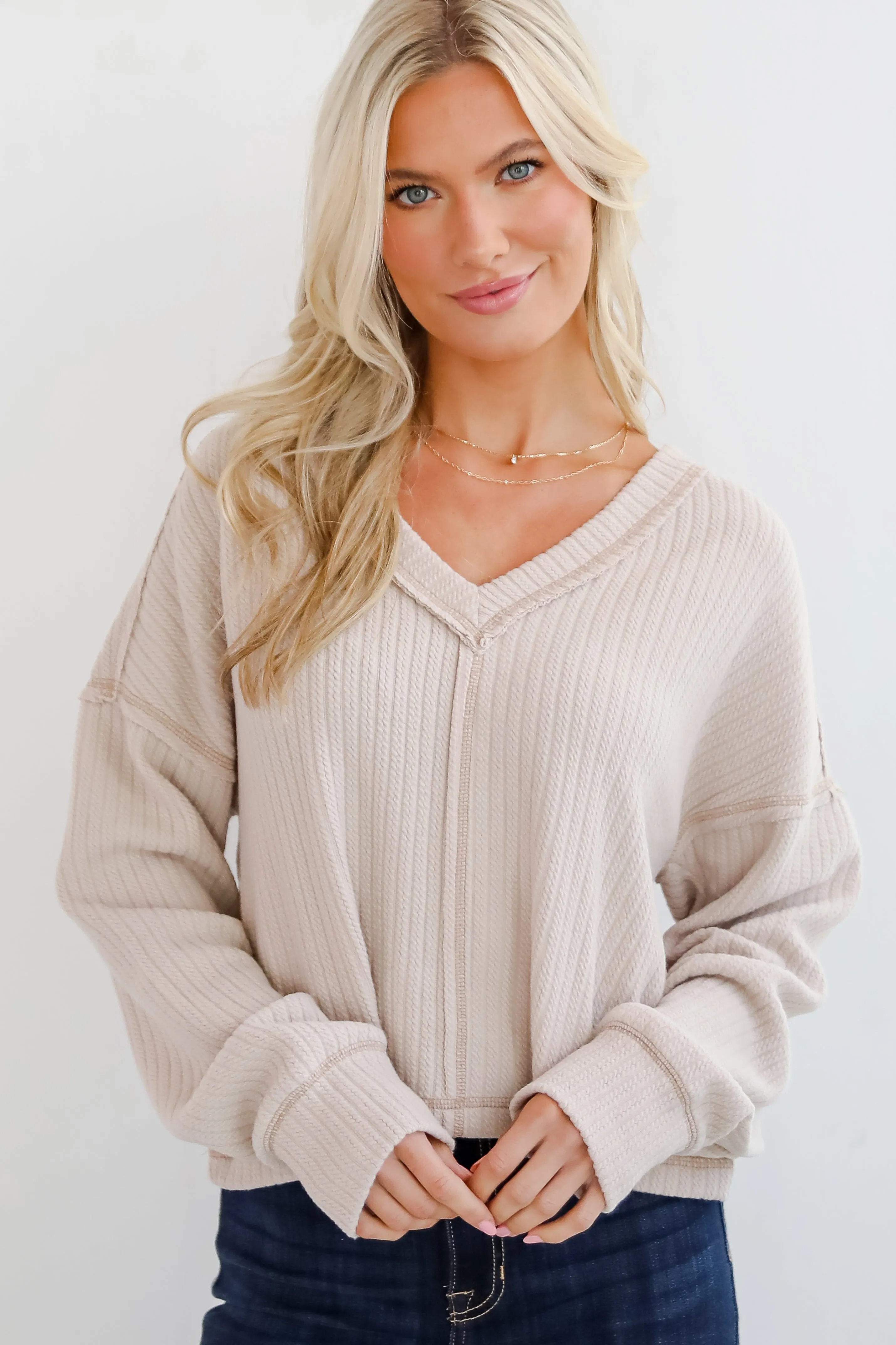 Cozy Sophisticate Cream Soft Knit Top