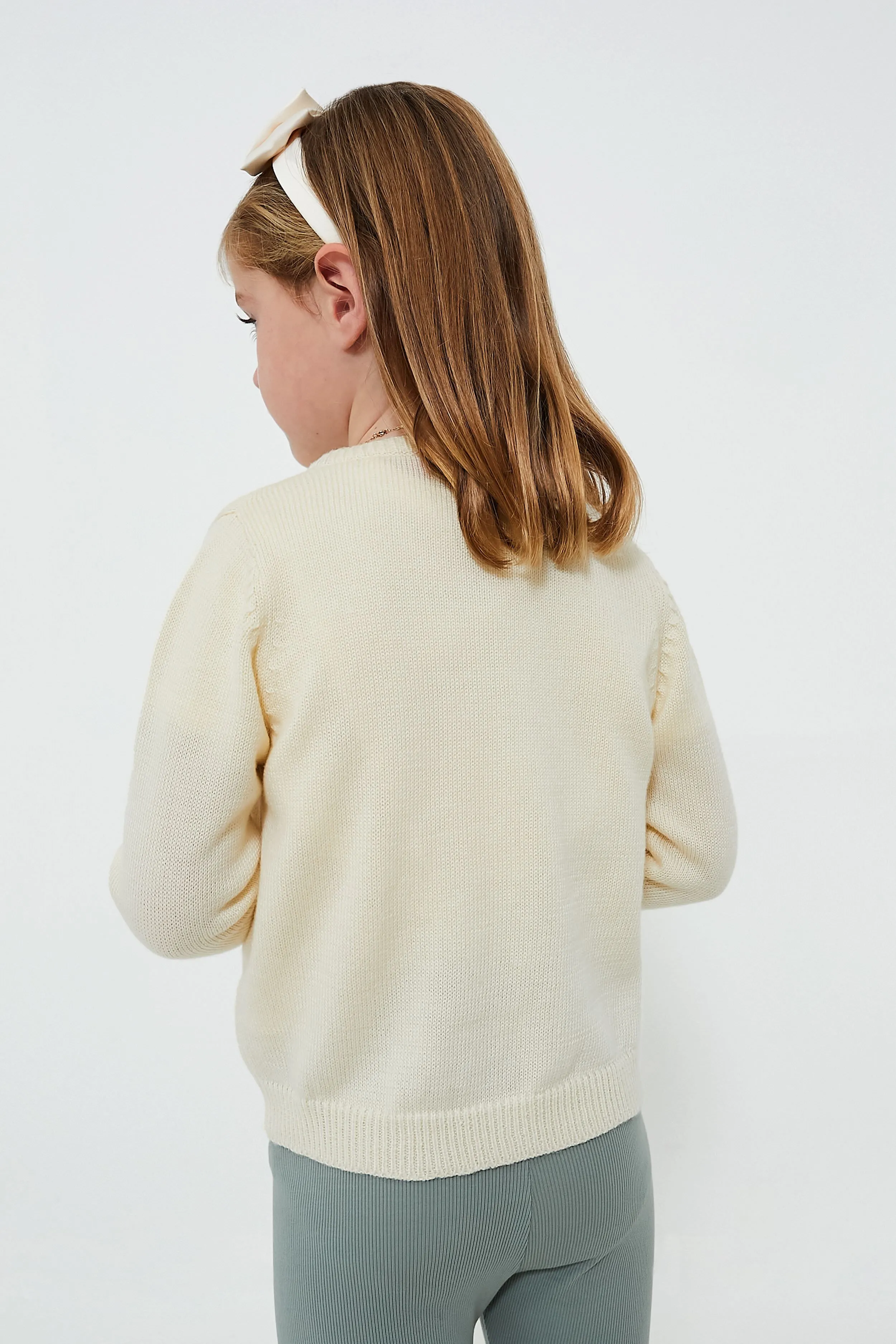 Cream Bows Girls Maude Sweater