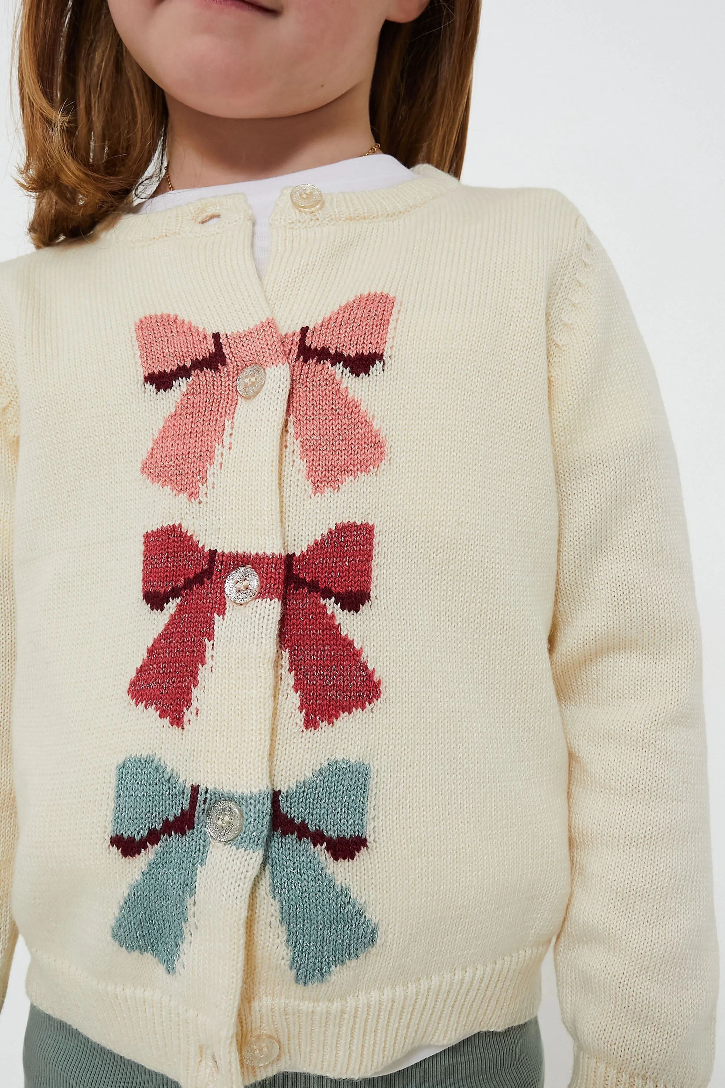 Cream Bows Girls Maude Sweater