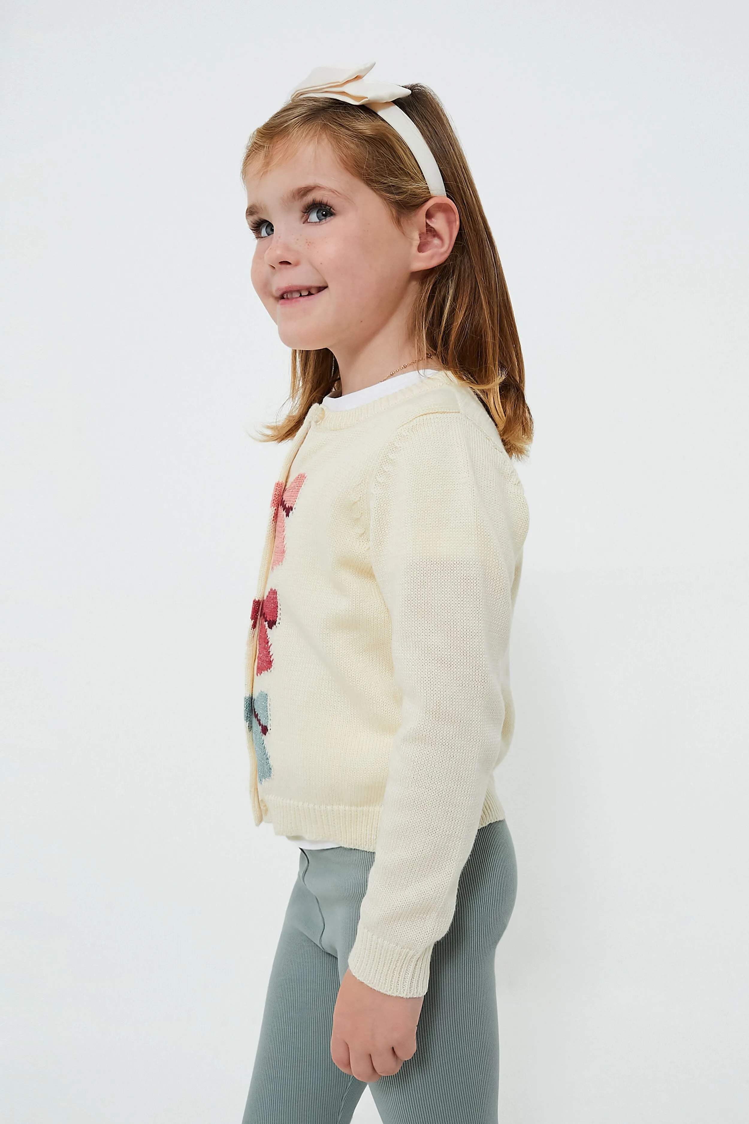 Cream Bows Girls Maude Sweater