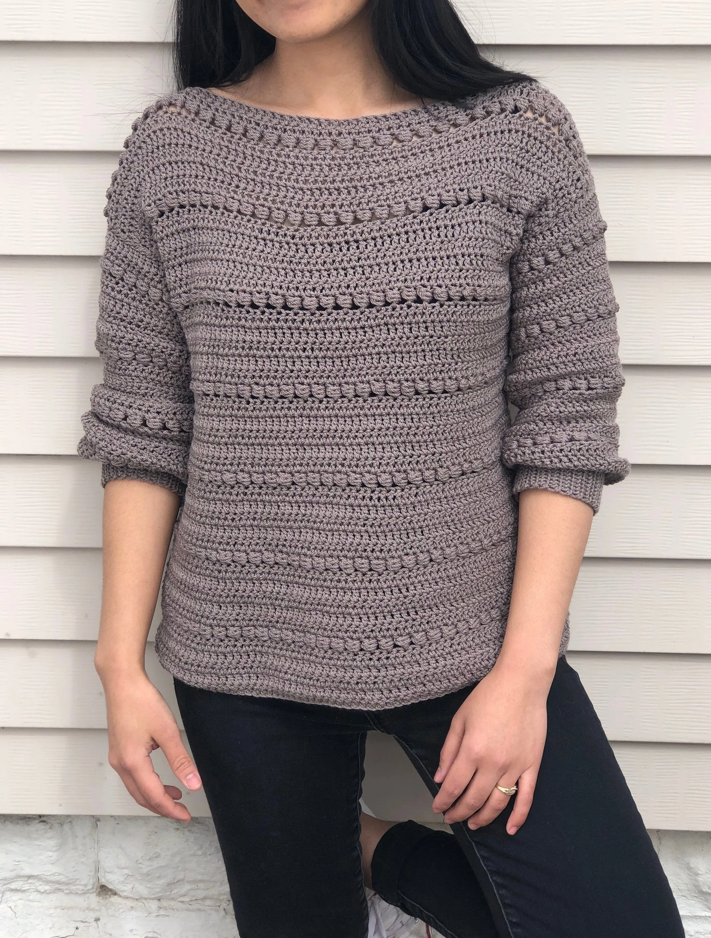 Crochet sweater pattern : Us women's XS - XXL  PDF file/Photo and video tutorial, crochet scoop neck sweater, crochet pattern,